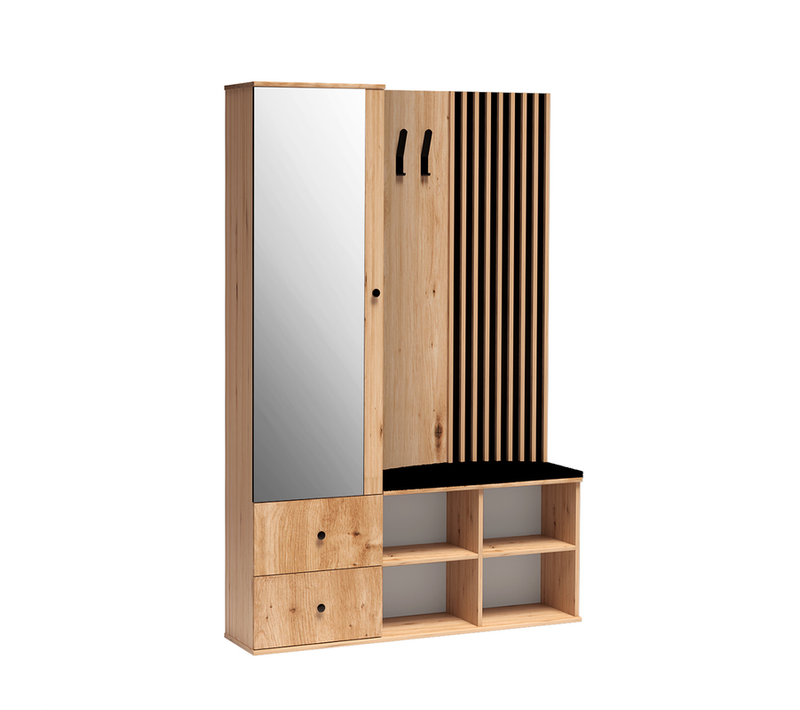 Meuble D’entrée Complet - Avec Penderie, Banc Et Étagères Chaussures - Kavi