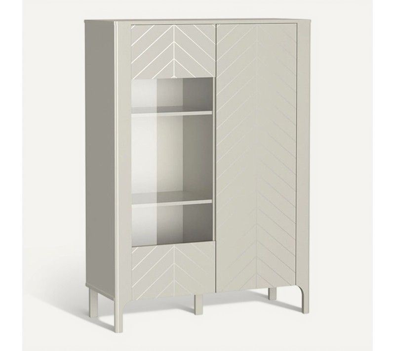 Armoire Vitrine - L.103 X H.145 X P.41 Cm - Amari - Cachemire