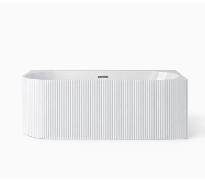 Baignoire D’angle Droite Avec Bonde Et Vidage – 150 X 75 Cm – Blanc Brillant Rainuré – Perle
