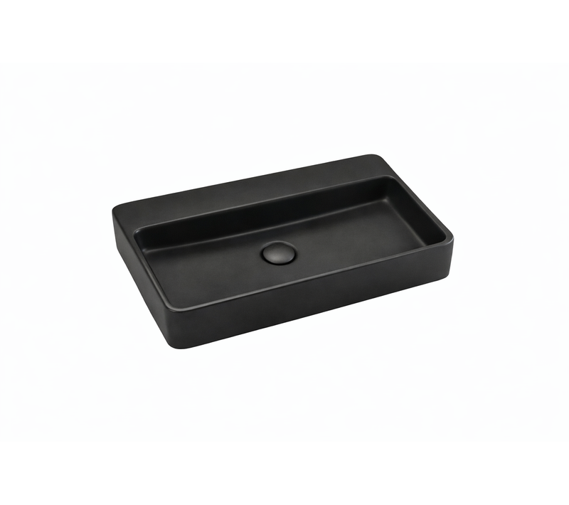 Vasque à Poser Rectangulaire – 60,5 X 41,5 Cm – Noir Mat – Zayra