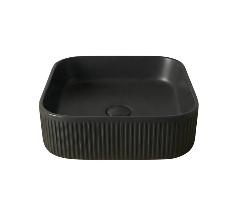 Vasque à Poser Rectangulaire – 47 X 33,5 Cm – Noir Mat Rainurée – Nérys