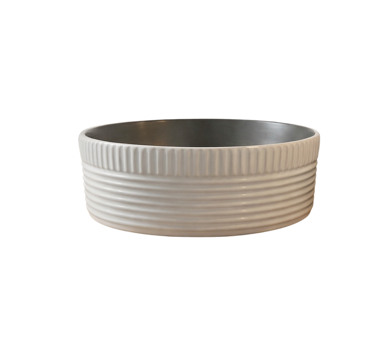 Vasque à Poser Ronde – 40 Cm – Noir Effet Pierre Rainuré Blanc – Kaleo Stone