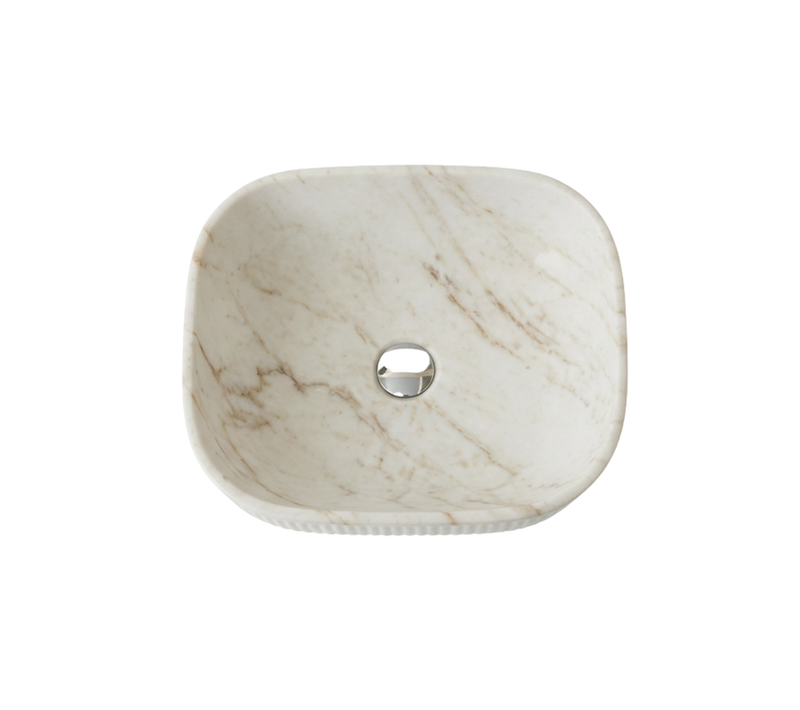 Vasque à Poser Ovale – 47 X 33 Cm – Marbre Mat Rainurée – Marveo