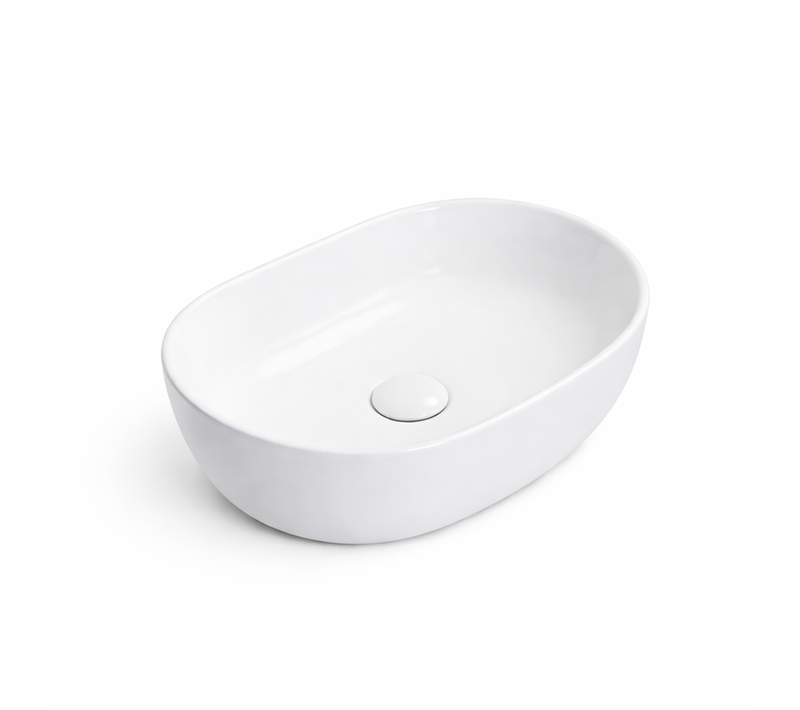 Vasque à Poser Arrondie – 49 X 36 Cm – Blanc Brillant – Alina