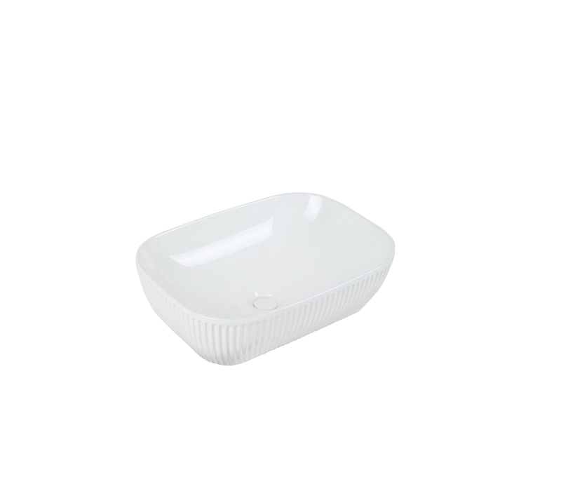 Vasque à Poser Rectangulaire – 47 X 33,5 Cm – Blanc Brillant Rainurée – Vittoria