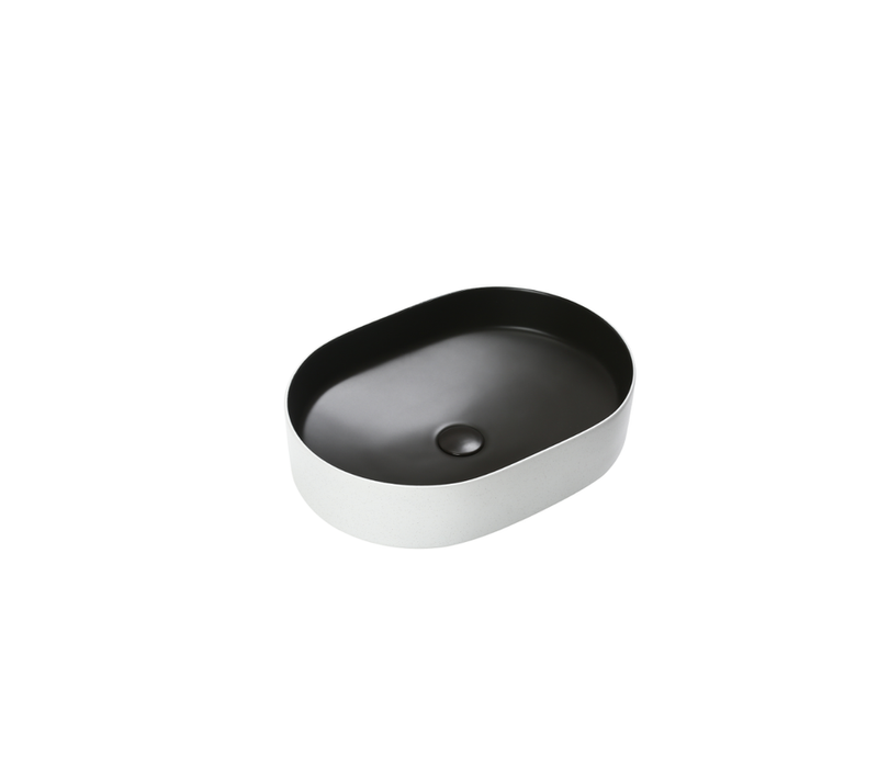 Vasque à Poser Ovale Capsule – 50 X 37 Cm – Noir Et Blanc Mat – Missa