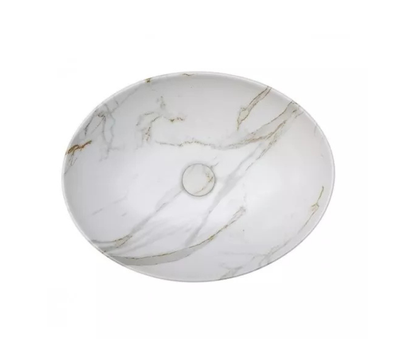 Vasque à Poser Ovale – 52 X 39,5 Cm – Blanc Mat Marbre – Sofia