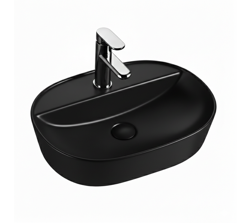 Vasque à Poser Ovale – 50 X 38 Cm – Noir – Noxa