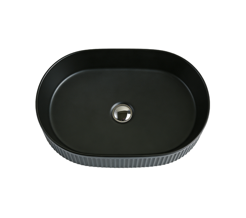 Vasque à Poser Ovale – 50 X 32 Cm – Noir Rainuré – Riva