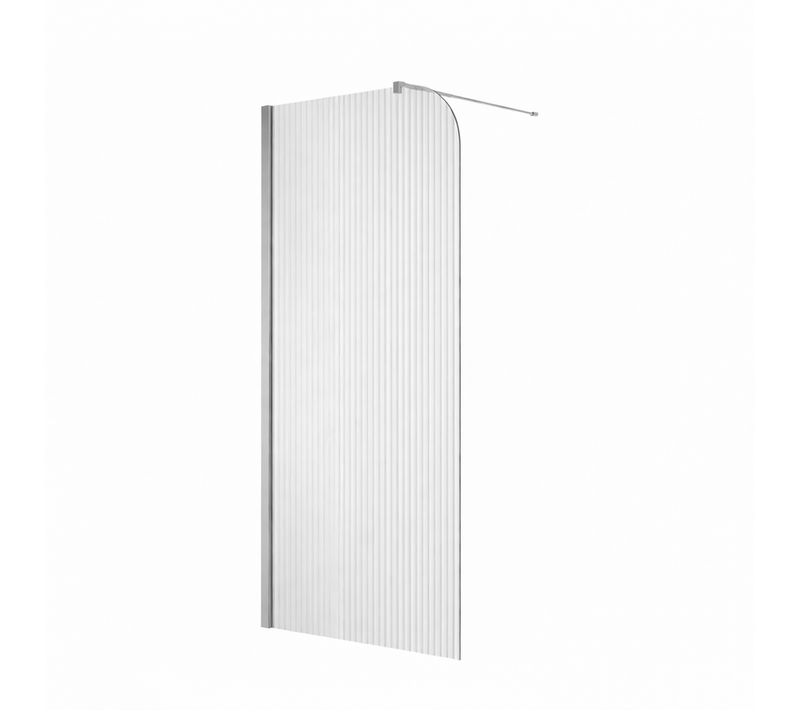 Paroi De Douche Italienne Flûtée - 110 X 195 Cm - Chrome - Gauche - Lucia