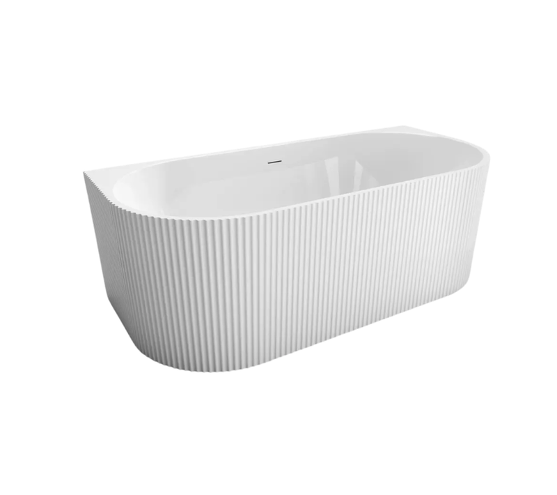 Baignoire Ilot - 150 X 75 Cm - Blanc Brillant Rainure Avec Bonde Noire - Bella