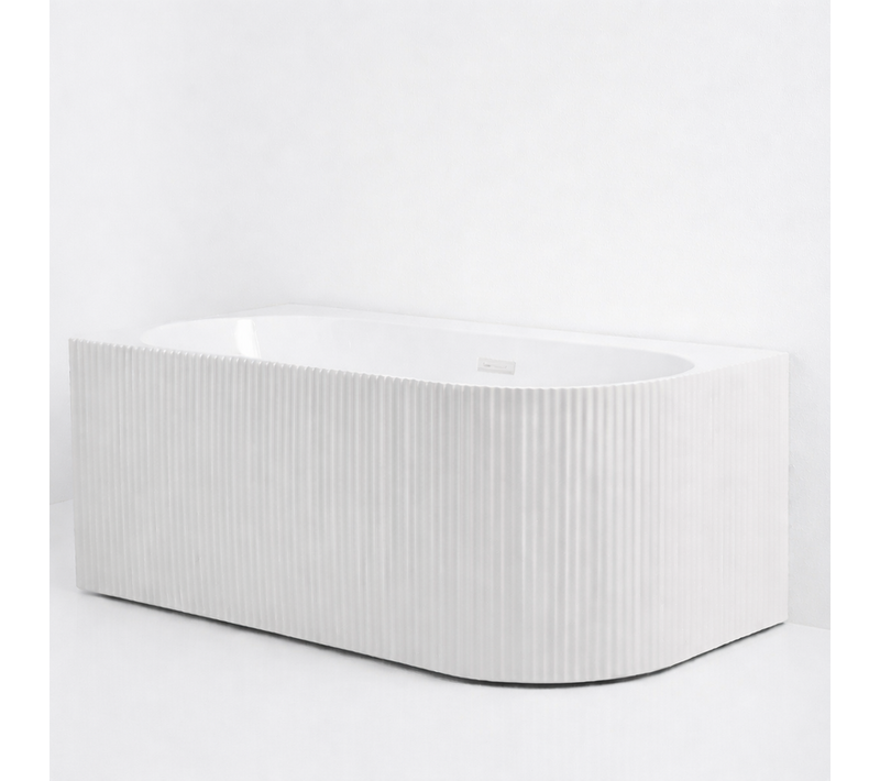 Baignoire D'angle Gauche - 160 X 75 Cm - Blanc Brillant Rainure Avec Bonde Blanche - Perle
