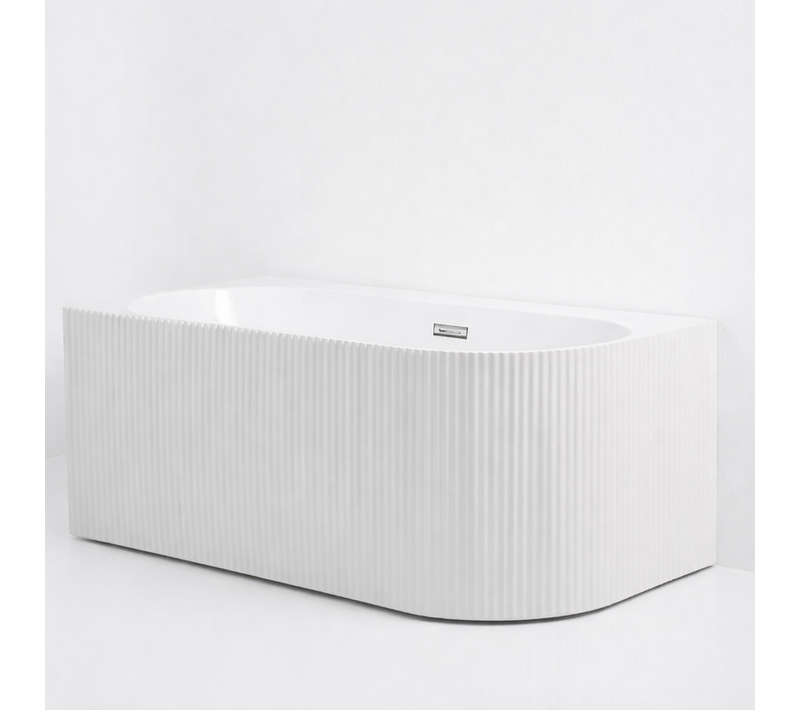 Baignoire D'angle Gauche Avec Bonde Chrome - 170 X 75 Cm - Blanc Brillant Rainuré - Perle