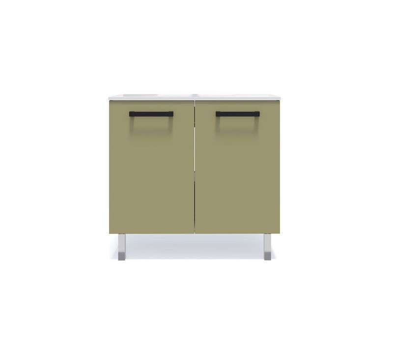 Meuble De Salle De Bain Vasque Intégrée 90cm 2 Portes Vert - Chelsea
