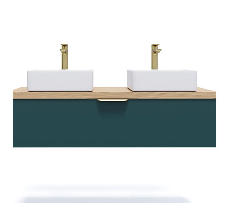 Meuble De Salle De Bain 2 Vasques Posées 120cm 1 Tiroir Bleu - Venice