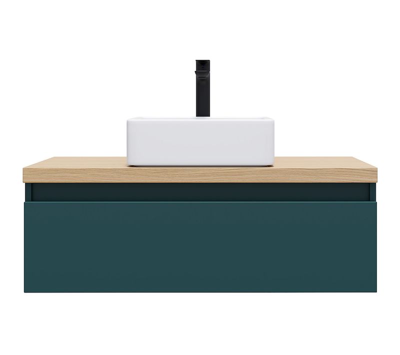 Meuble De Salle De Bain Vasque Posée 90cm 1 Tiroir Bleu - Hudson