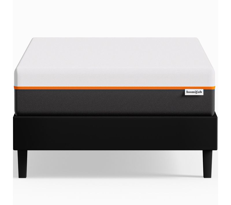 Ensemble Sommier 90x190 Cm En Tissu Noir + Matelas Mousse Accueil Mémoire De Forme, Double Confort