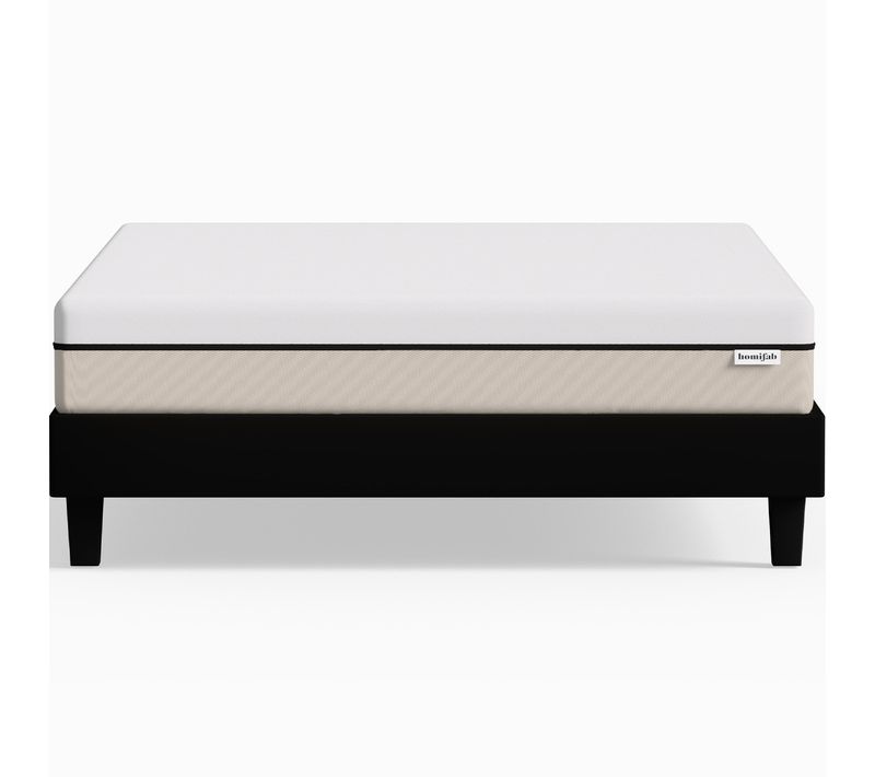 Ensemble Sommier 180x200 Tissu Noir + Matelas Hybride à Ressorts Ensachés Accueil Mémoire De Forme