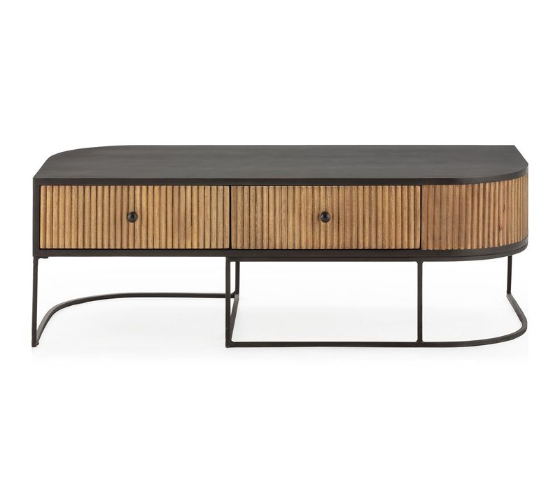 Meuble TV 2 Tiroirs En Bois De Manguier 120 Cm - Cyrus