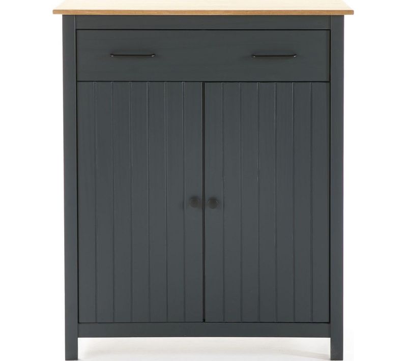 Buffet 2 Portes 1 Tiroir En Bois Massif Bleu 90 Cm - Ida
