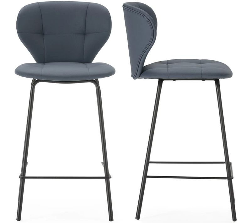 Lot De 2 Tabourets De Bar En Tissu Gris Foncé - Svea
