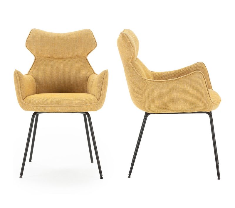 Lot De 2 Fauteuils De Table En Tissu Jaune Moutarde - Iconic