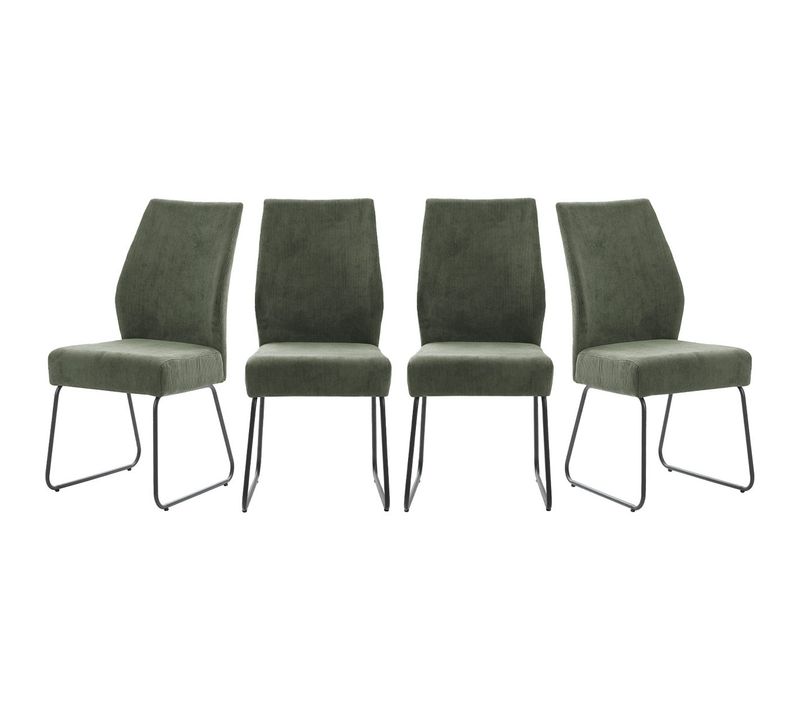 Lot De 4 Chaises En Velours Côtelé Vert - Stuga