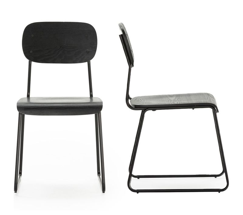 Lot De 2 Chaises Effet Bois Noir - Eken