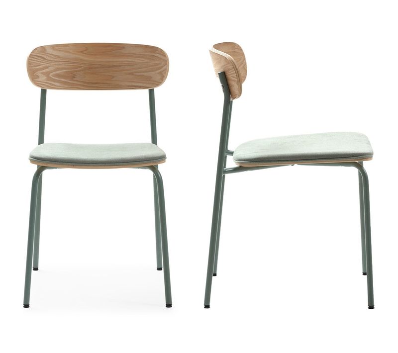 Lot De 2 Chaises En Tissu Aigue-marine Et Effet Bois - Svala
