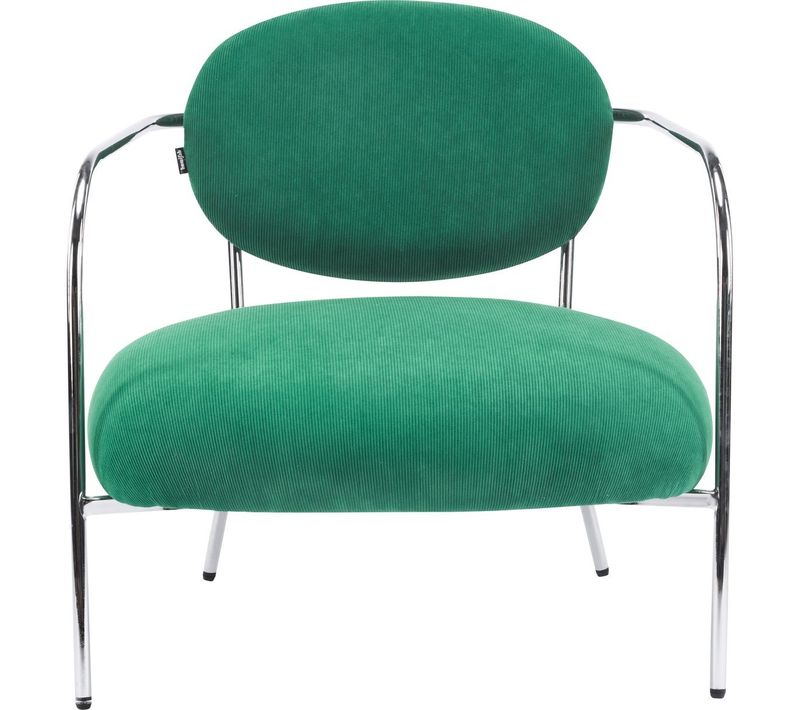 Fauteuil En Velours Côtelé Vert Électrique Et Piètement Chromé - Léon