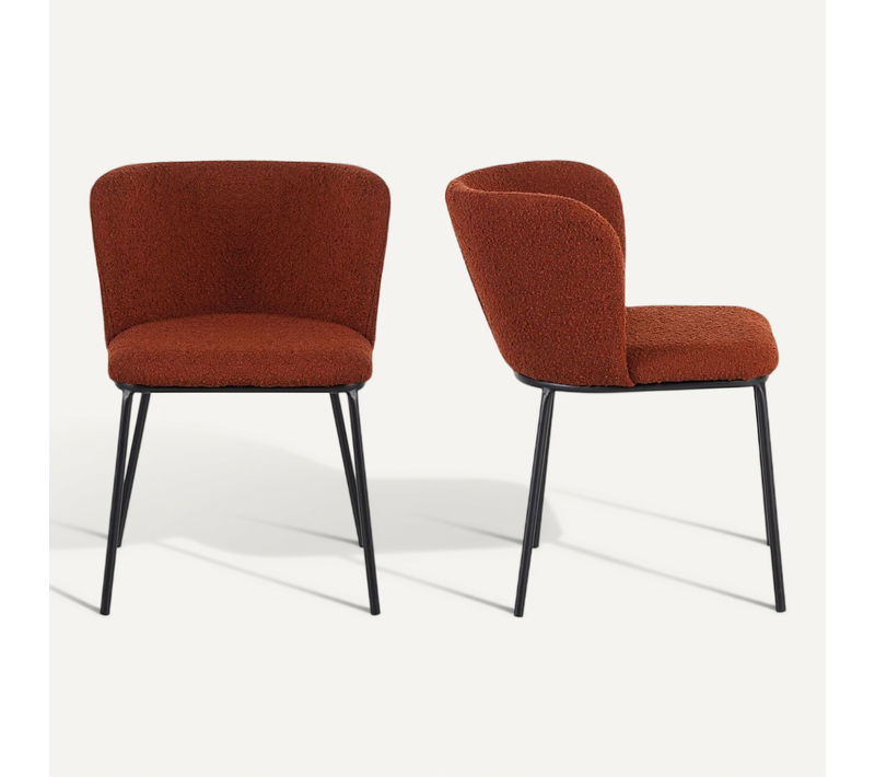 Lot De 2 Chaises En Tissu Bouclé Rouille - Toma