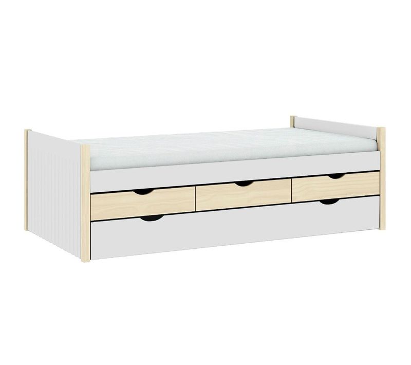 Lit Gigogne Enfant 90x190 à Tiroirs En Bois Blanc - Owan