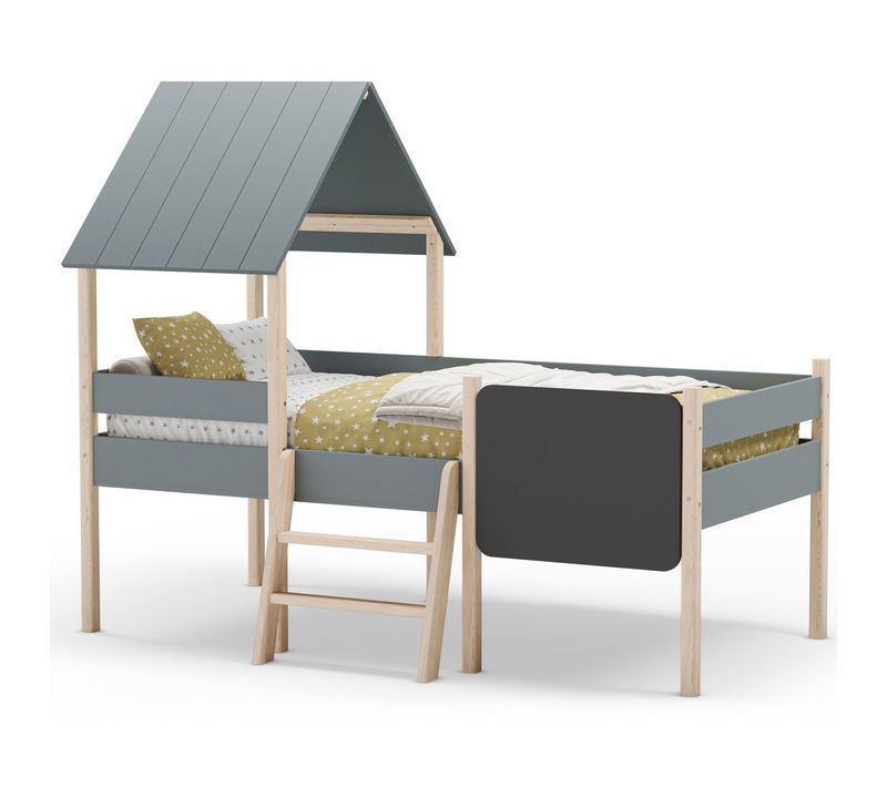 Lit Cabane Enfant 90x190 Cm En Bois Vert Kaki - Orea