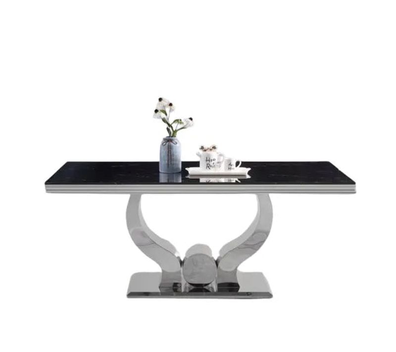 Table à Manger Trofy 180 Cm Effet Marbré Noir