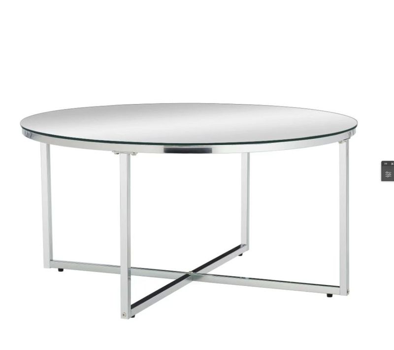 Table Basse Ronde Lorie Chrome Plateau En Verre D90 Cm - Miroir