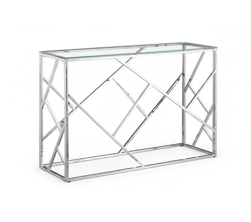 Console Inox Verre Transparent 120x40x78 Cm Geomag