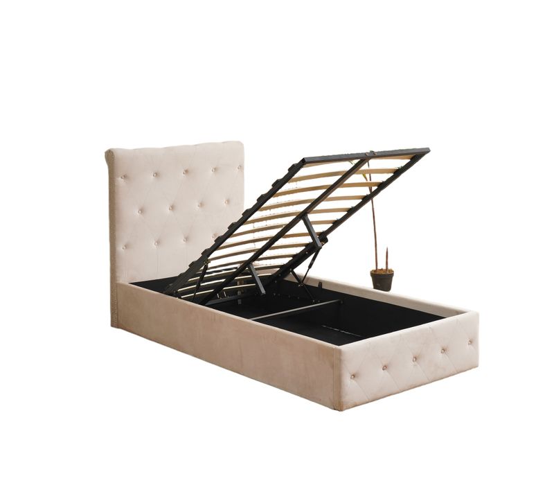 Lit Coffre Corsica – 90x190 Cm – Velours – Avec Rangement