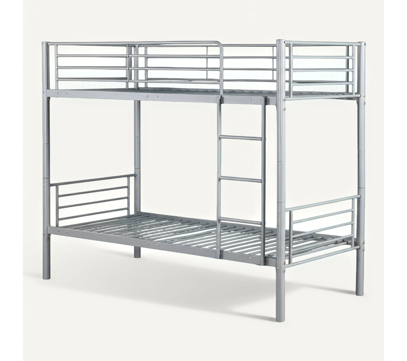 Lit Superposé Séparable Métal 2 Couchages 90x190 Cm Gris Luna