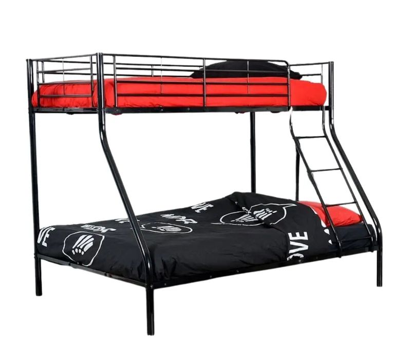 Lit Superposé 3 Places 2+1 Métal Costo Sommier Inclus Noir