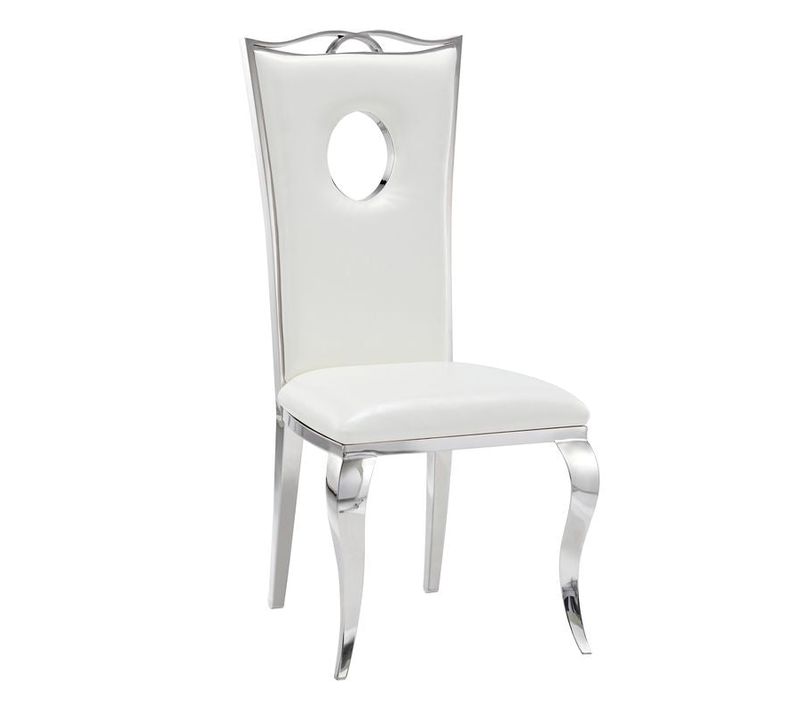 Lot De Chaises Baroque Royal Chrome Simili Blanc
