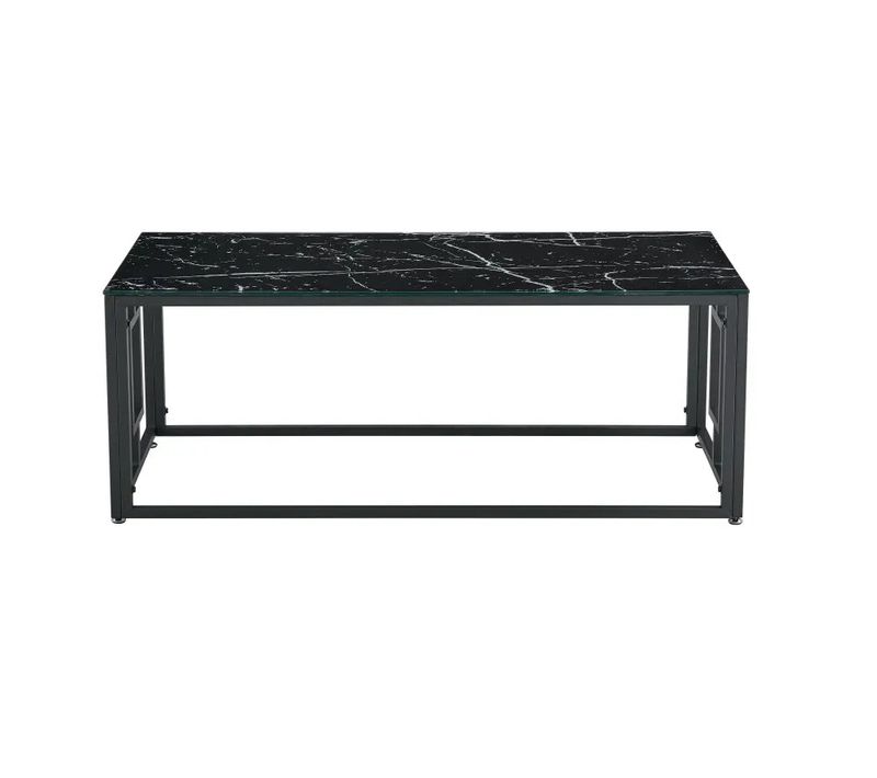 Table Basse Sophie Pieds En Métal Noir 120 Cm - Marbré Noir