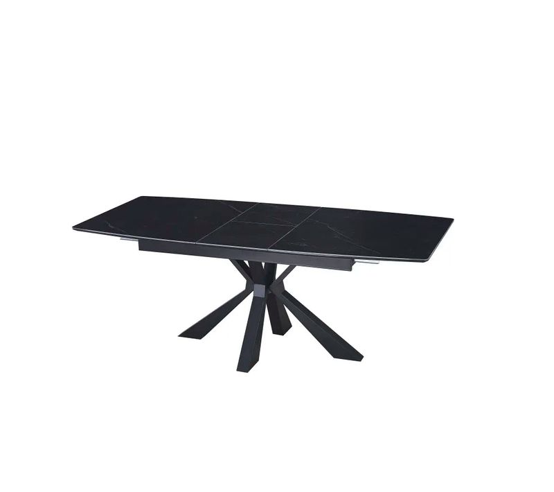 Table Extensible Bianca Métal Noir Plateau Céramique Noir
