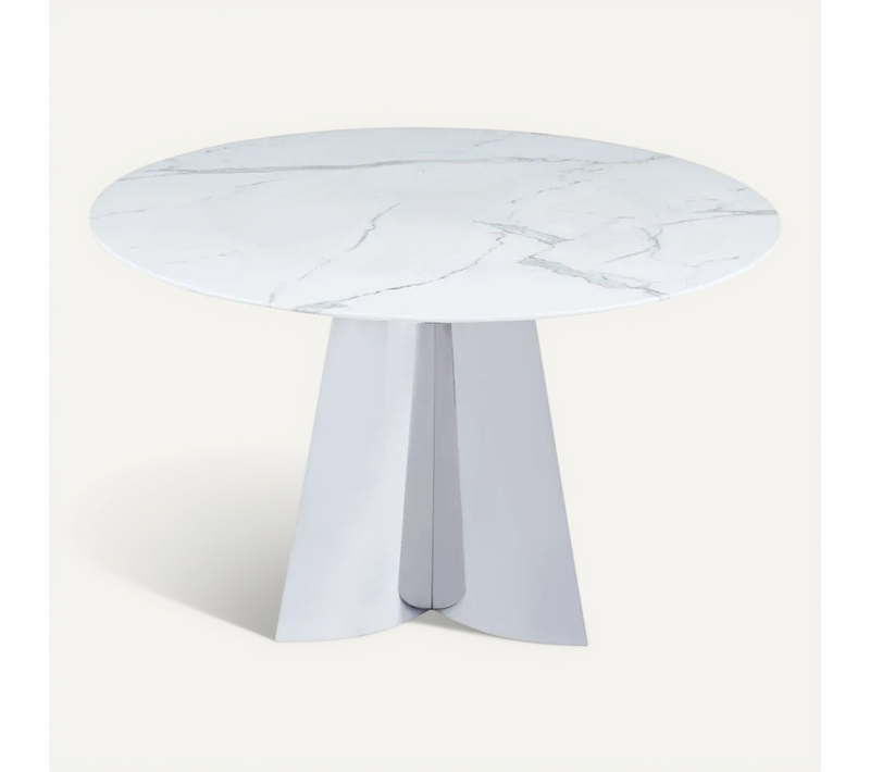 Table à Manger Capucine Chrome Marbre Blanc