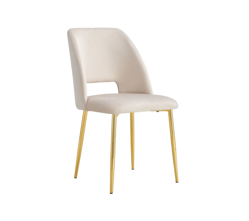 Lot De 4 Chaises Ava Gold En Velours Beige