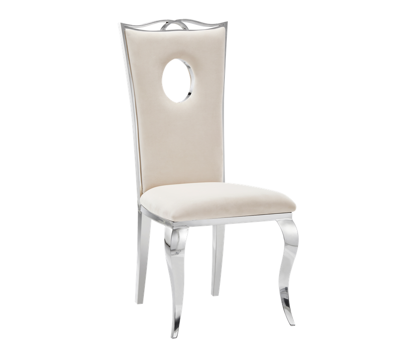 Lot De 4 Chaises Baroque Royal Chrome Velours Beige