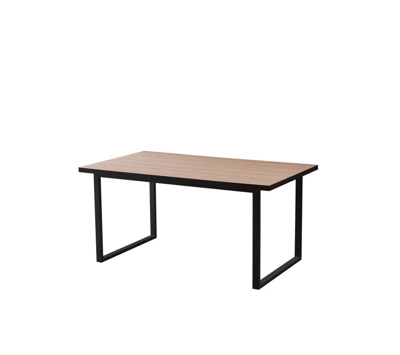 Table à Manger Bois Beige 160x90 Cm 4-6 Couverts Pied Métal Noir – Belgrade