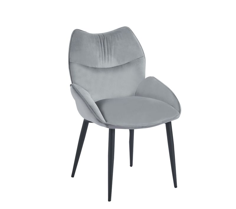 Lot De 2 Chaises En Velours Anthracite Loha Pied Métal Noir