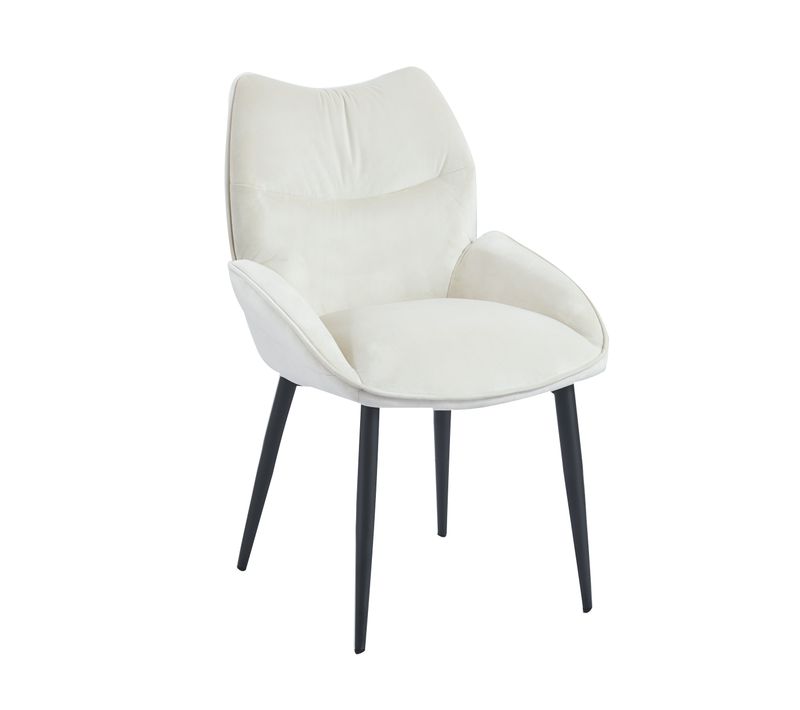 Lot De 2 Chaises En Velours Beige Loha Pied Métal Noir