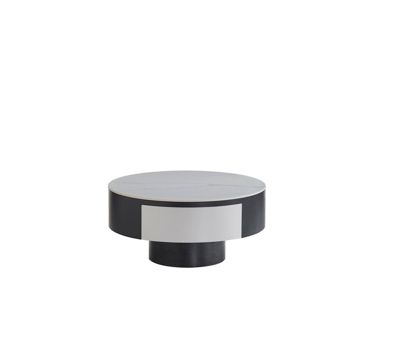 Table Basse Tornado – Avec Tiroir – Noir et Blanc – 80x40 Cm