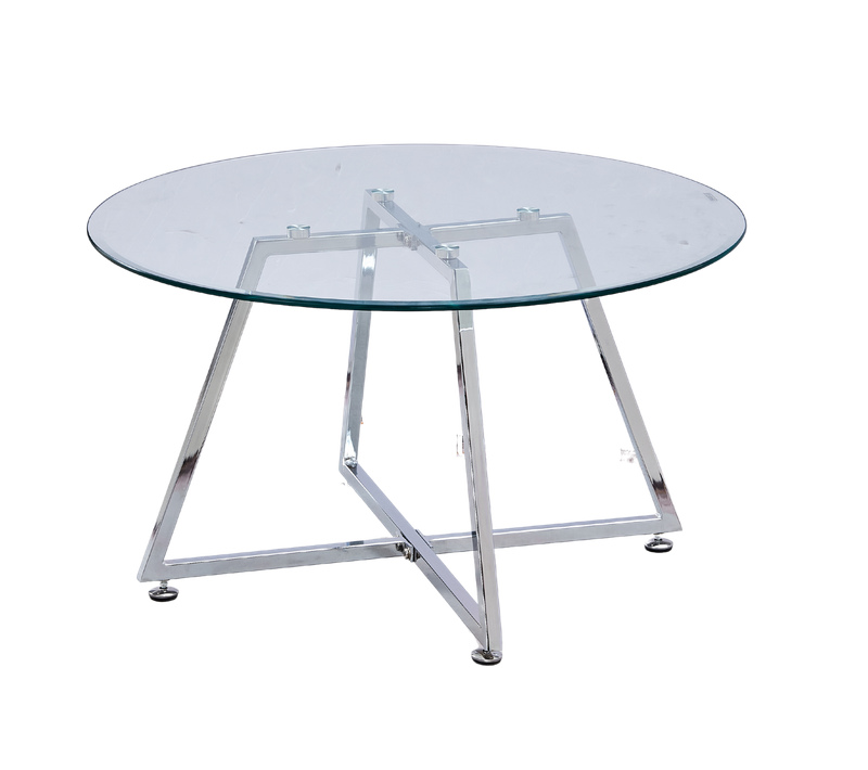 Table Basse Heloise Chrome Et Plateau En Verre 80x45 Cm - Transparent